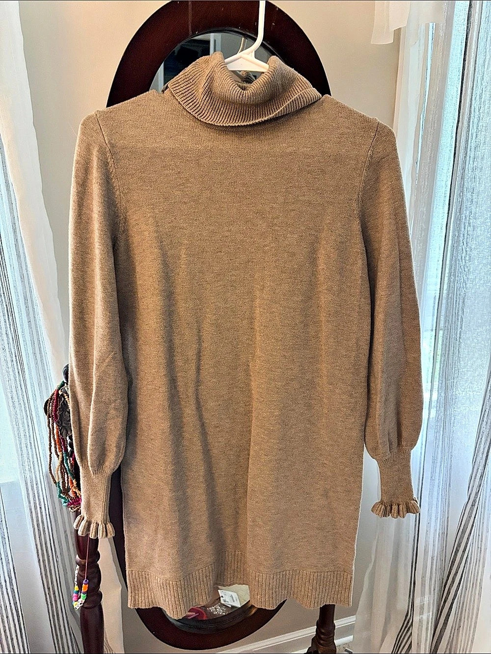 Cowl Neck Sweater dress in Brown Like New